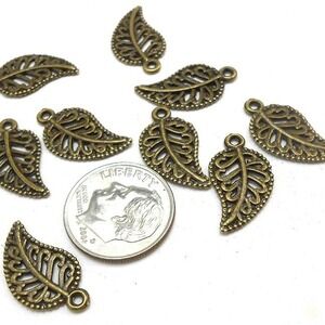 12pcs Leaf Charms Bronze Tone‎ Metal leaves jewelry making supplies